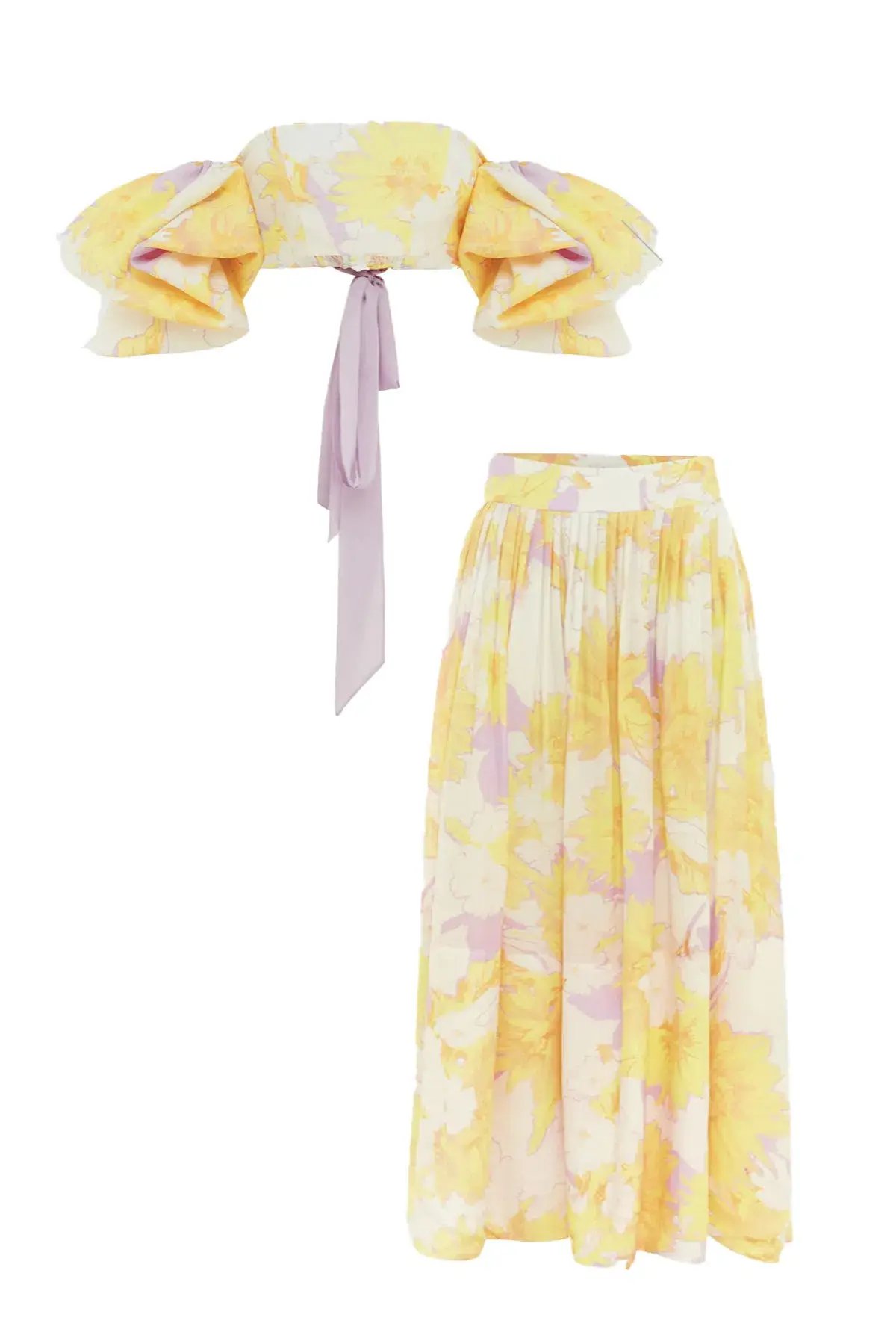 Leo Lin Simone Puff Top and Elina Pleated Midi Skirt Set Print Size 8 photo 4