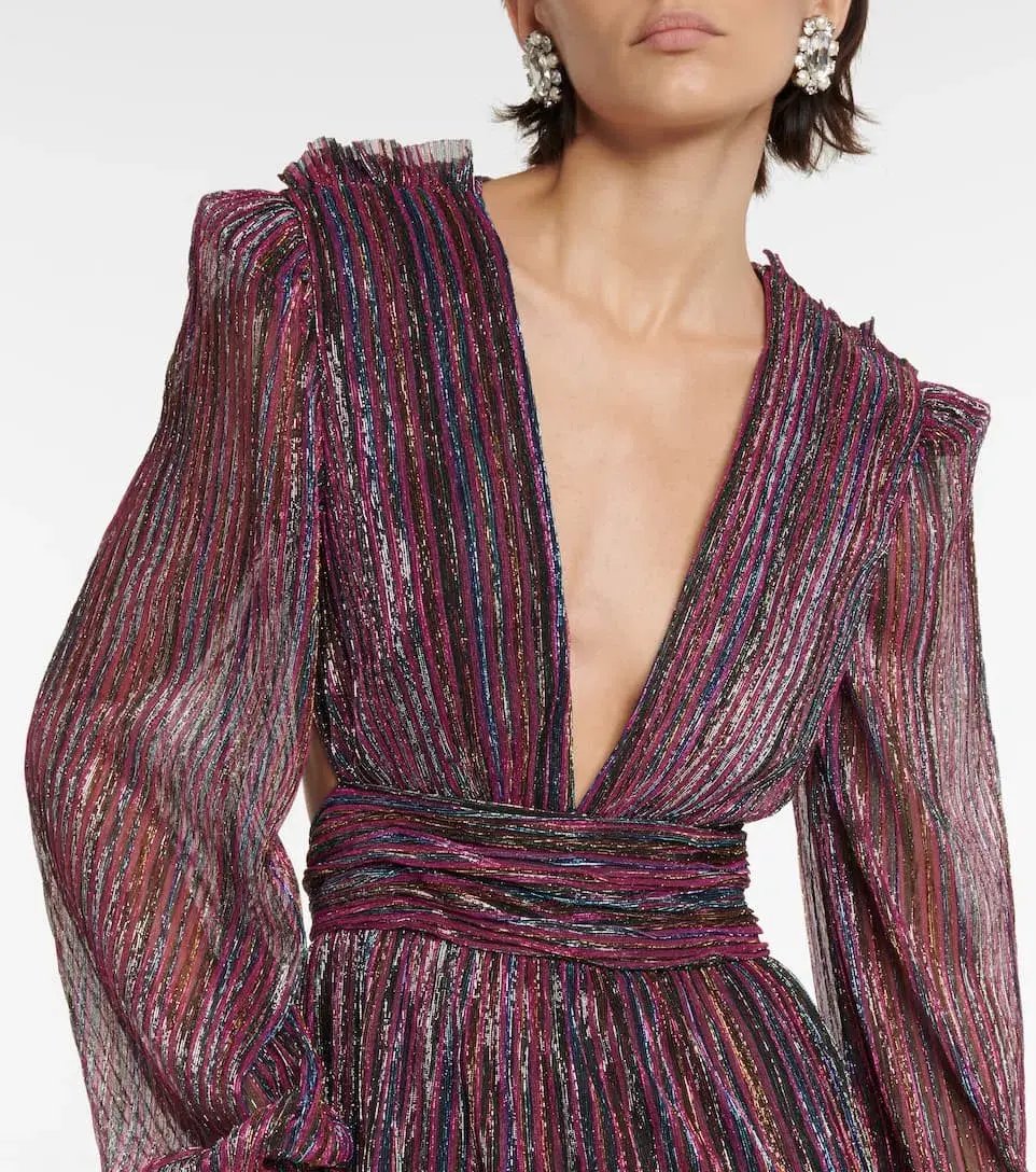 Rebecca Vallance Casey Open-back Lurex Gown Multi Size 8 photo 2
