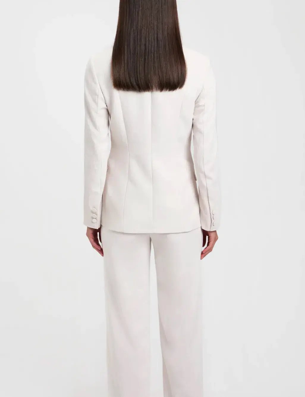 Kookai Ariel Tuxedo Blazer and Low Rise Pant Set White Sand Size 8 photo 2