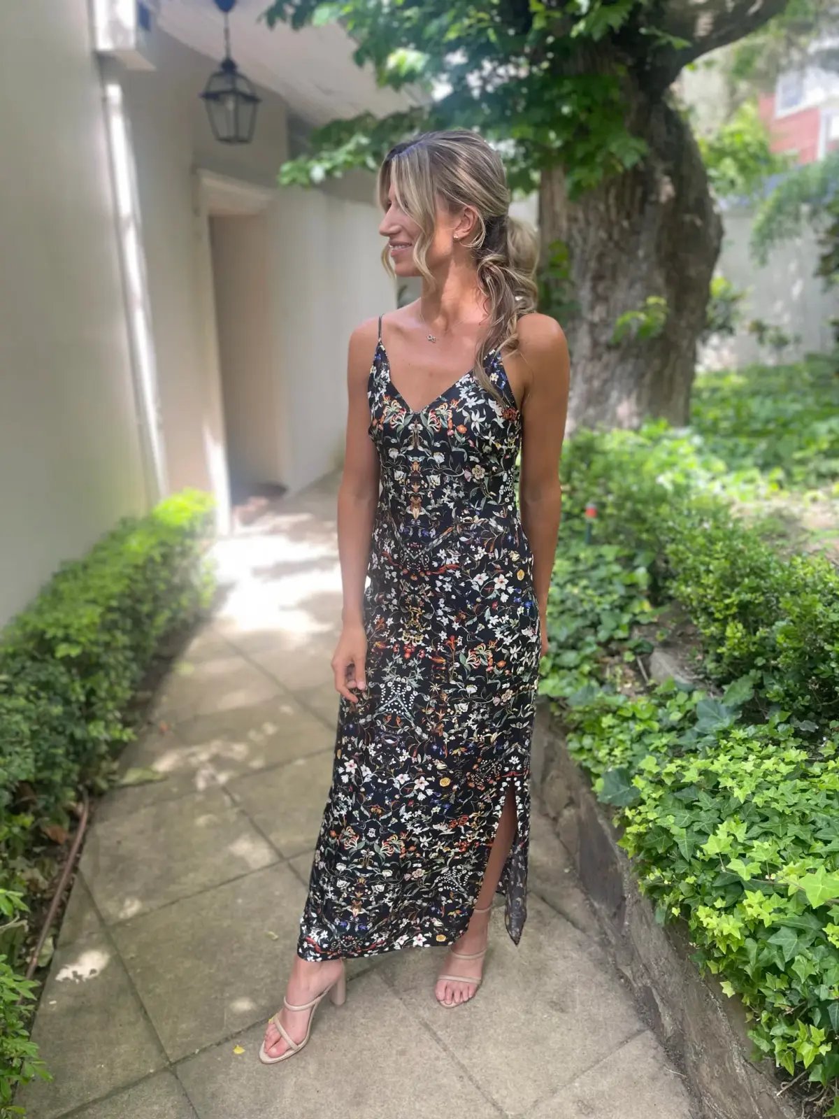 Burberry Maris Floral Silk Slip Dress Black Size 10 photo 5