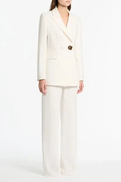 Carla Zampatti Crepe Florence Blazer and Pants Set White Size 10 photo 2