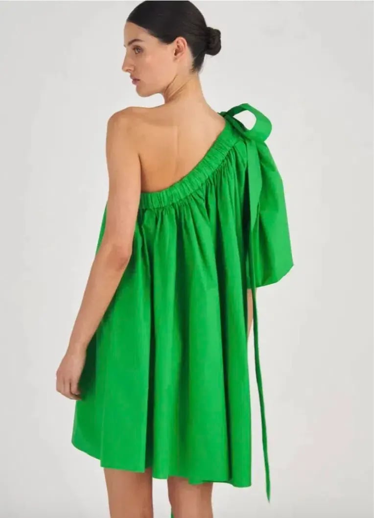 Oroton One Shoulder Mini Dress Green Size 6 photo 3