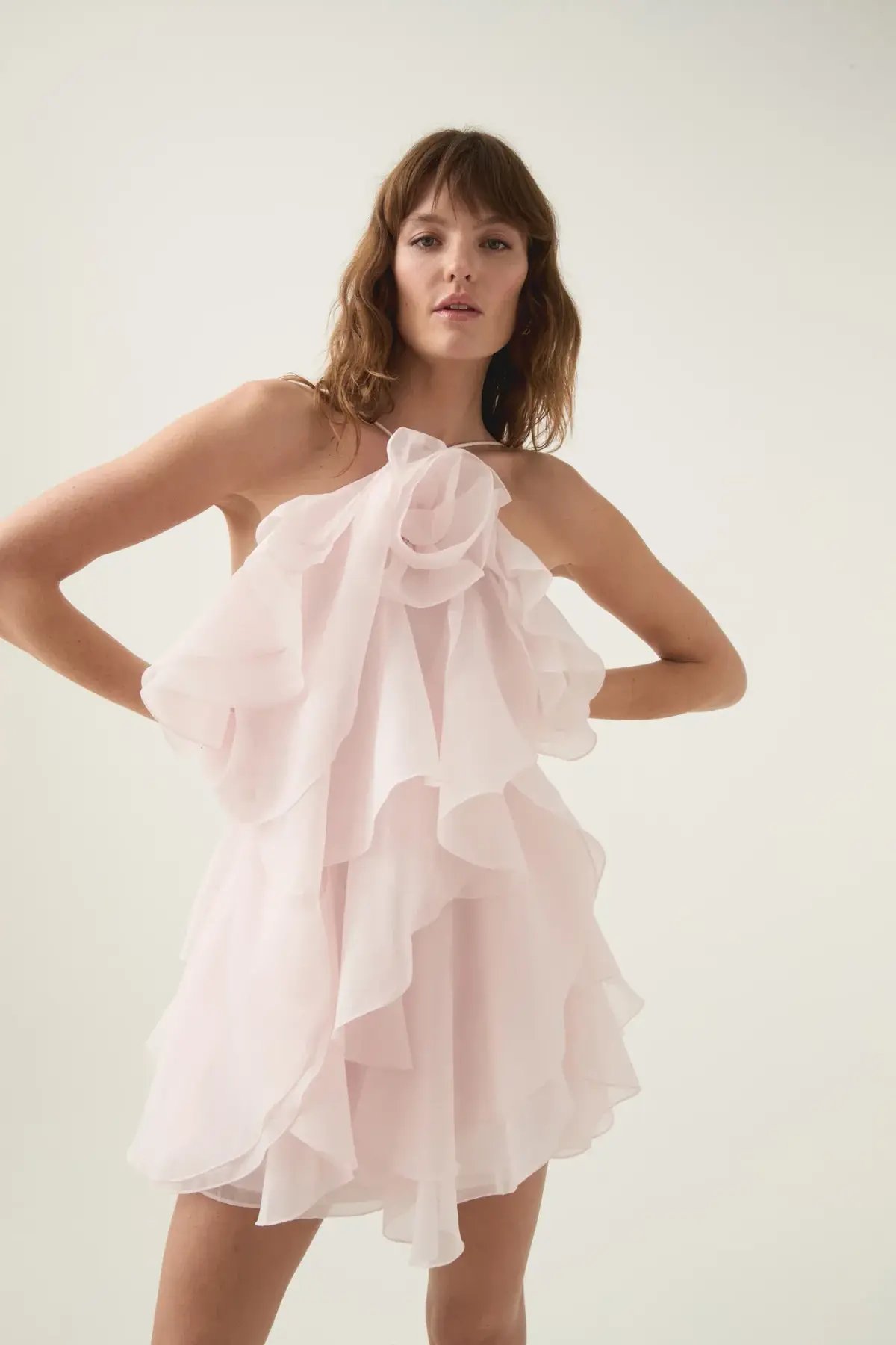 Aje Pandorea Layered Mini Dress Pastel Pink Size 10 photo 5