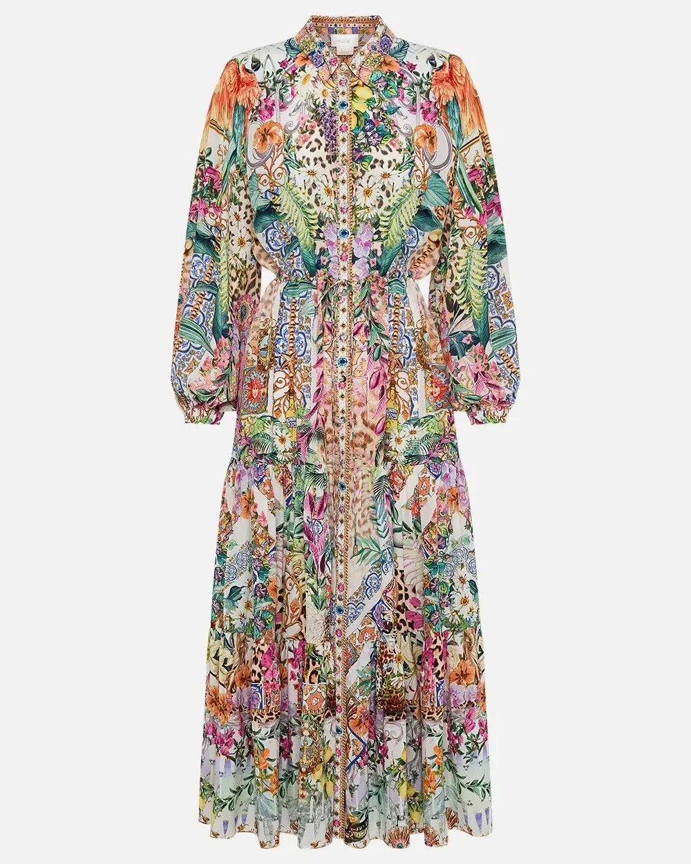 Camilla Flowers Of Neptune Tiered Long Shirt Dress Floral Size XXL / AU 18 photo 5
