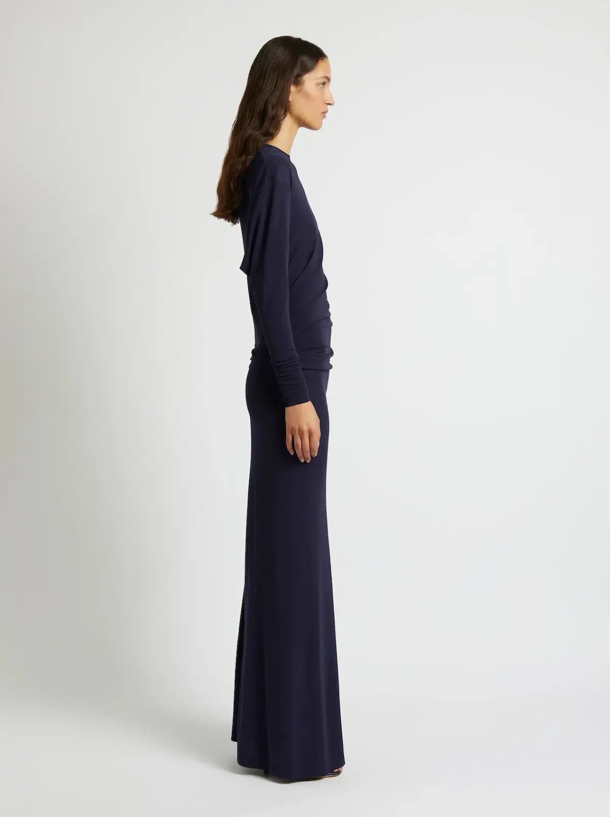 Christopher Esber Side Cowl Long Sleeve Dress Navy Size 8 photo 2