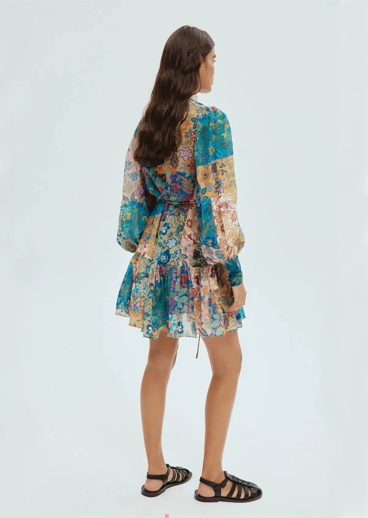 Alemais Bella Patchwork Mini Dress Multi Floral Size 6 photo 3