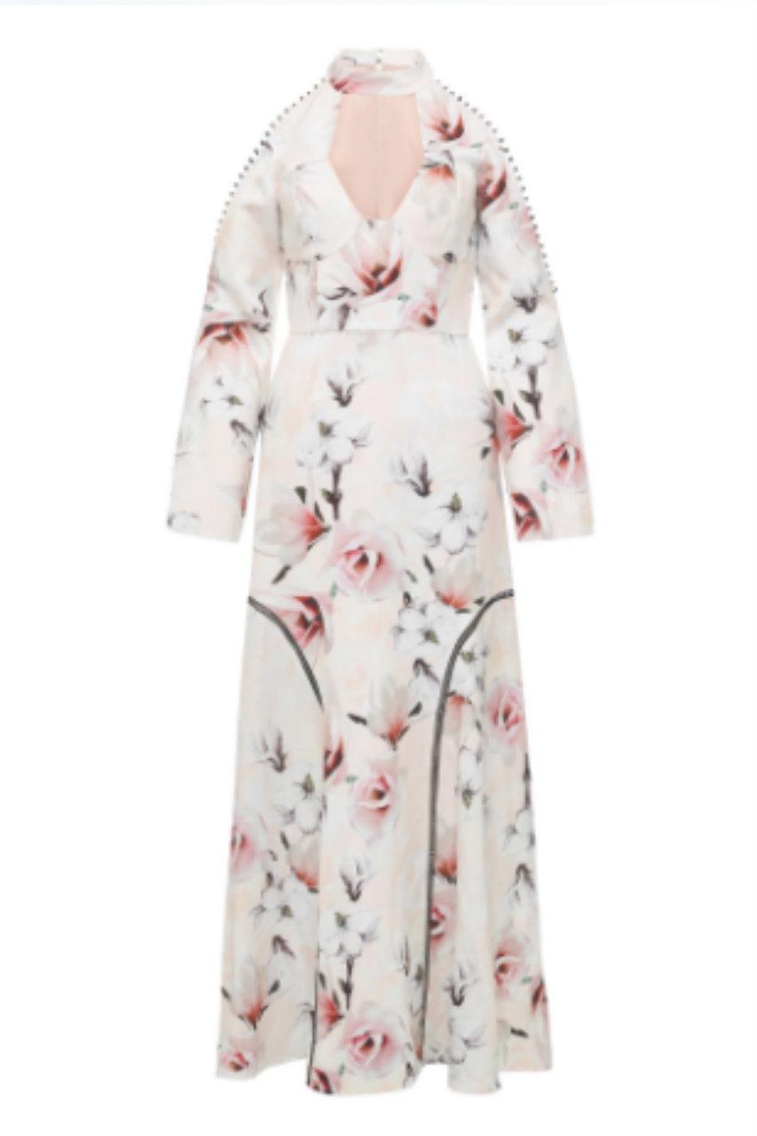 White Suede Time Stops Floral dress photo 2