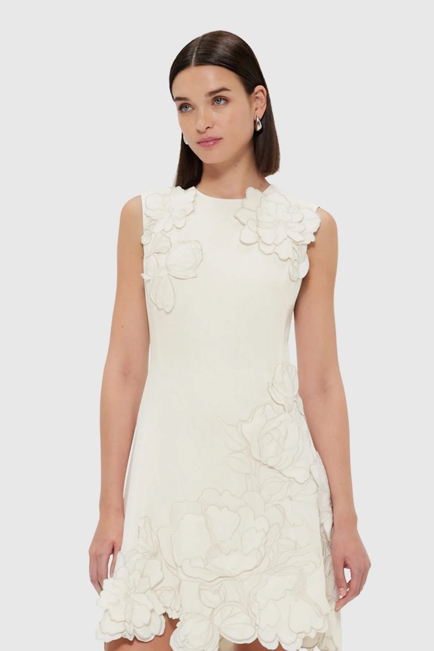 Leo Lin Chloe Appliqué Sleeveless Mini Dress - Vanilla photo 2