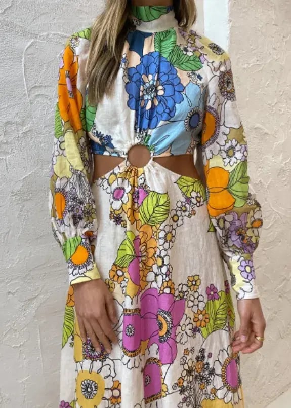Alemais Farrah Cut Out Midi Dress Print Size 8 photo 3