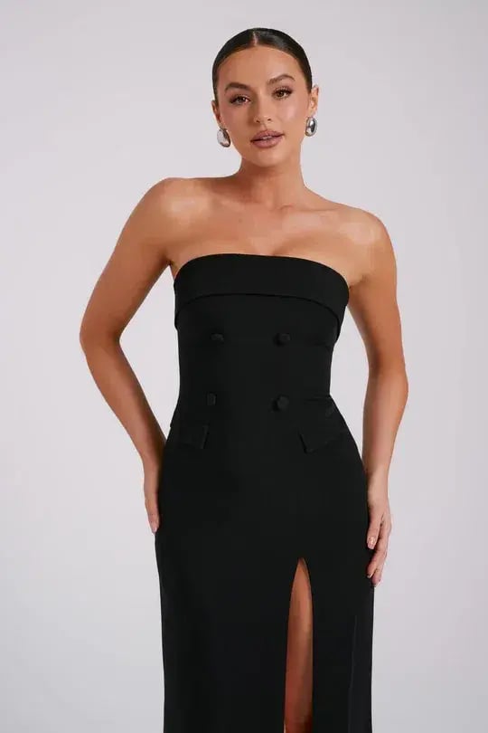 Meshki Abbie Strapless Suiting Maxi Dress Black Size 8 photo 6