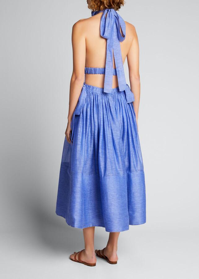 Zimmermann Luminous Halter Gown Cornflower Blue Size 6 photo 2