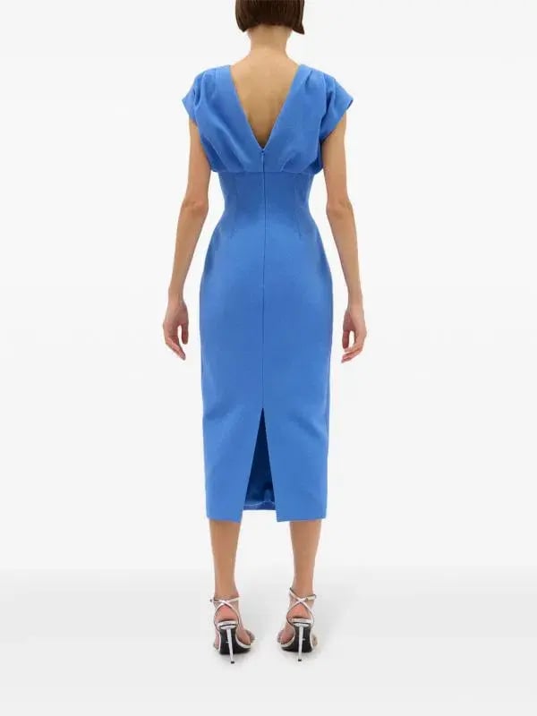 Rachel Gilbert Drape Detail Midi Dress Blue Size 6 photo 3