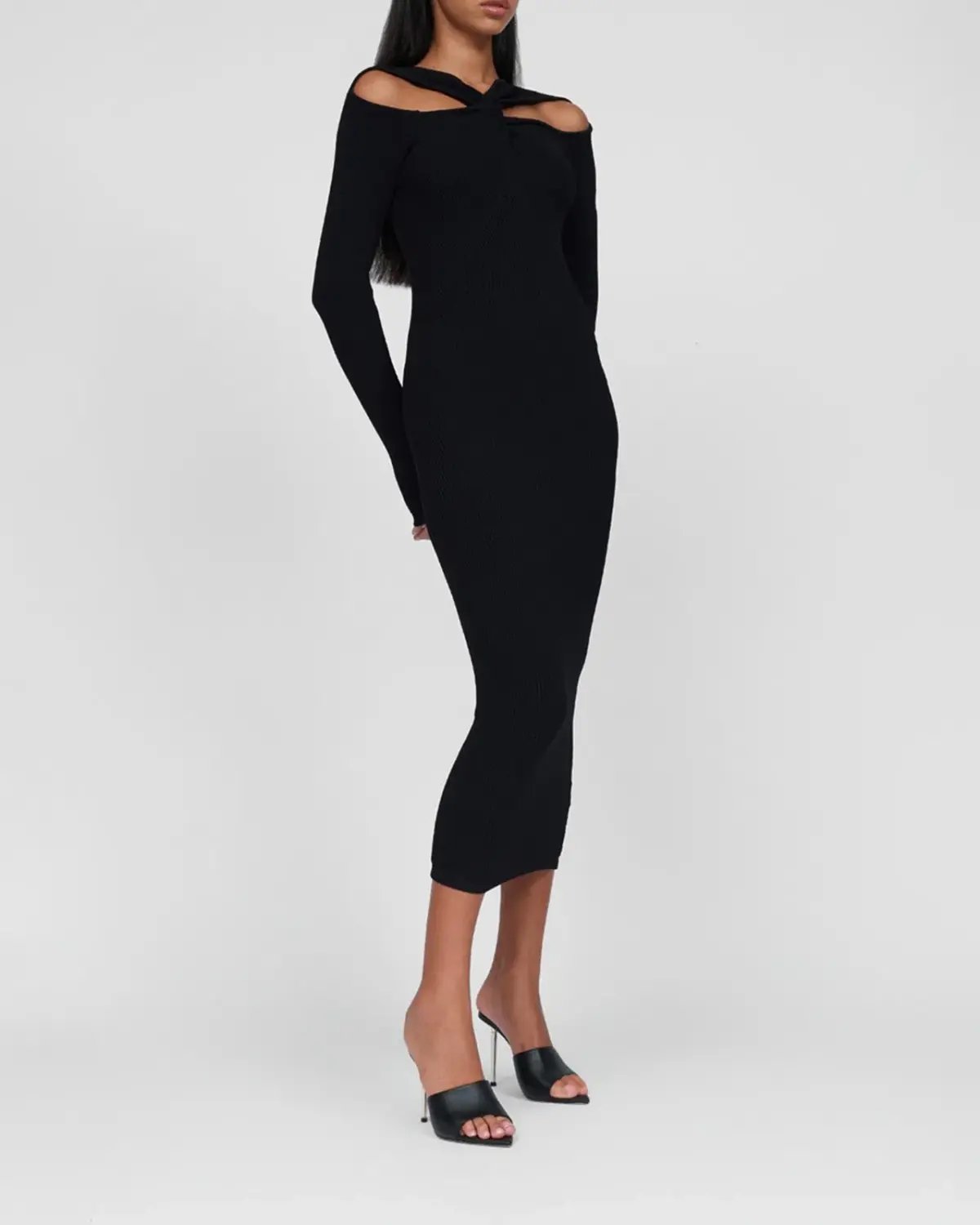 By Johnny Cable Twist Knit Dress in Black Size 8 photo 4