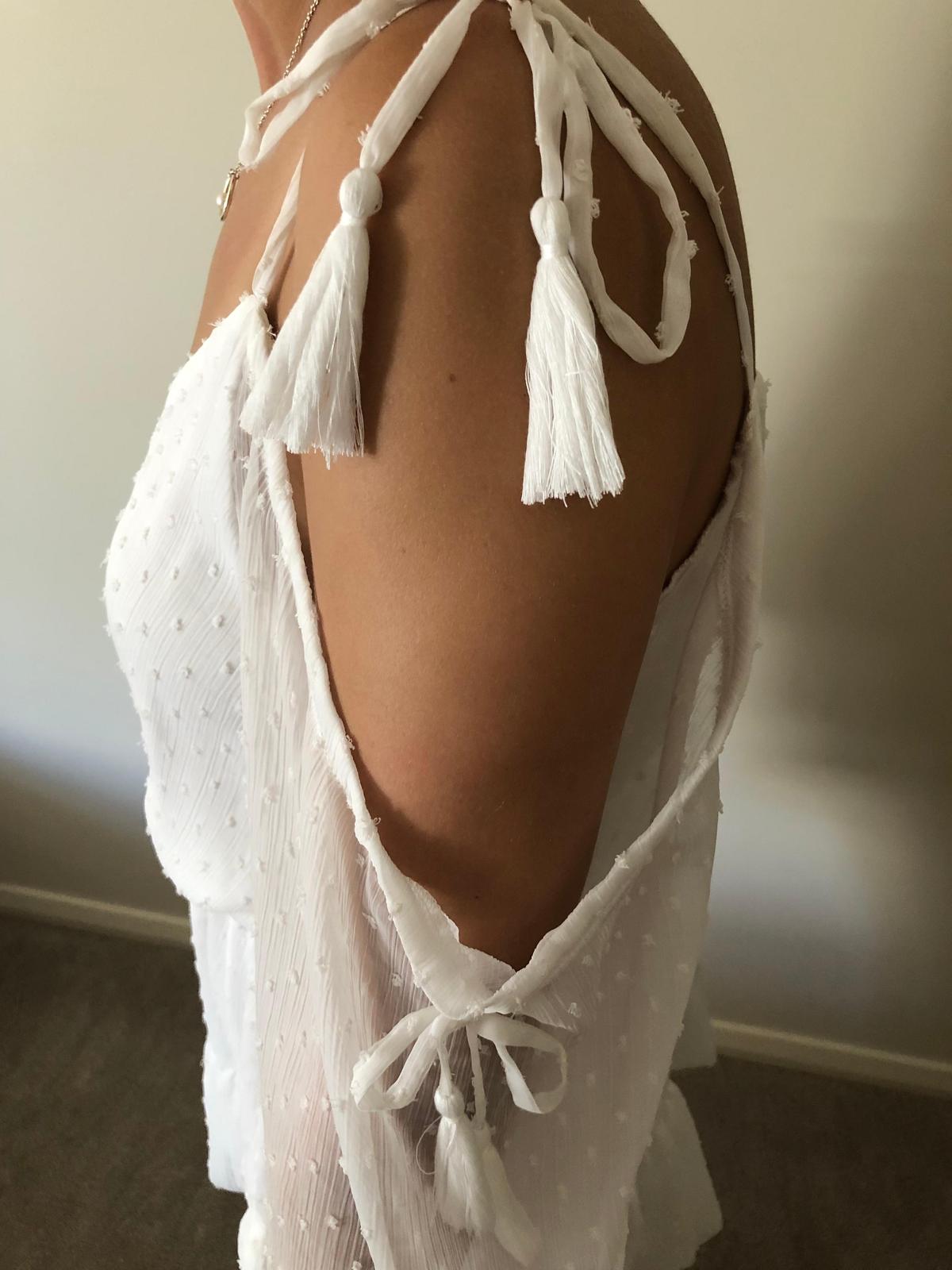 By Nicola Damsel Dress in White Dot Size 8 photo 3