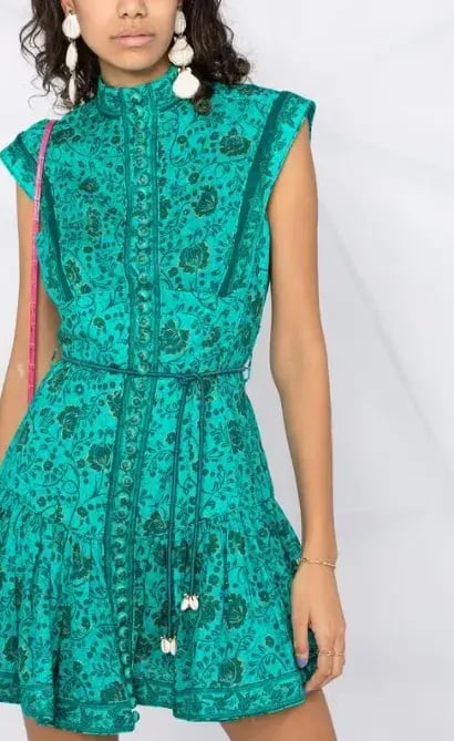 Zimmermann Lulu Panelled Flip Mini Dress Jade Floral Size 2 / AU 12 photo 2