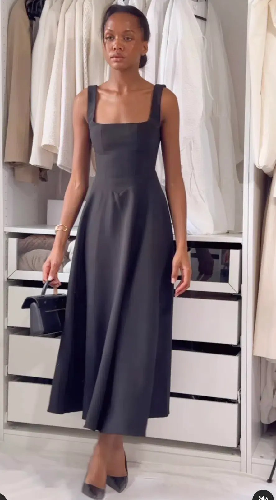 Odd Muse Ultimate Muse High Waist Square Neck Midi Dress Black Size AU 8 photo 5