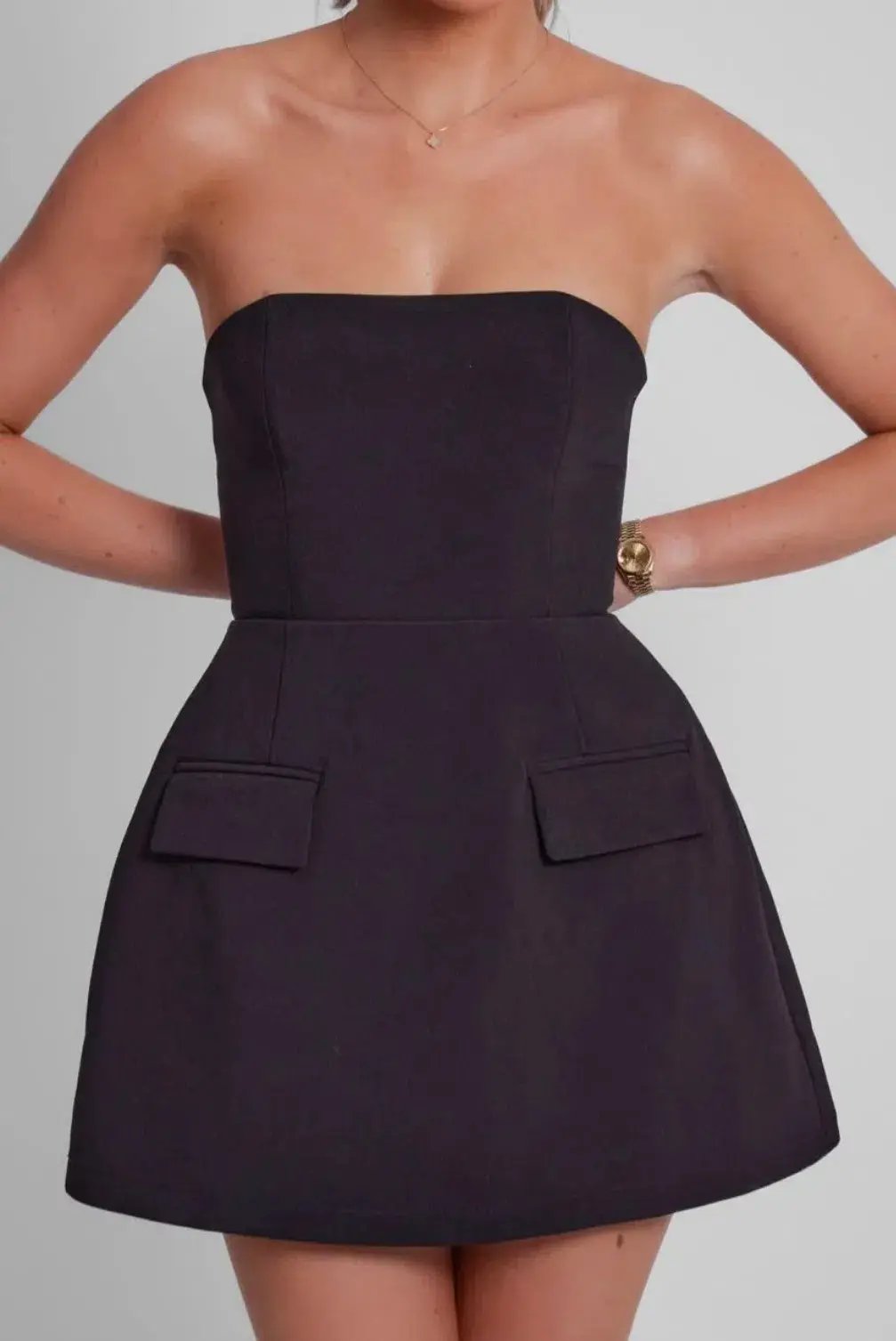 Odd Muse Ultimate Strapless Mini Dress Black  Size 6 photo 4