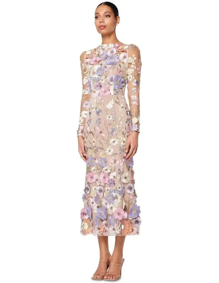 Elliatt Shannon 3D Floral Midi Dress In Purple Size AU 8 photo 2