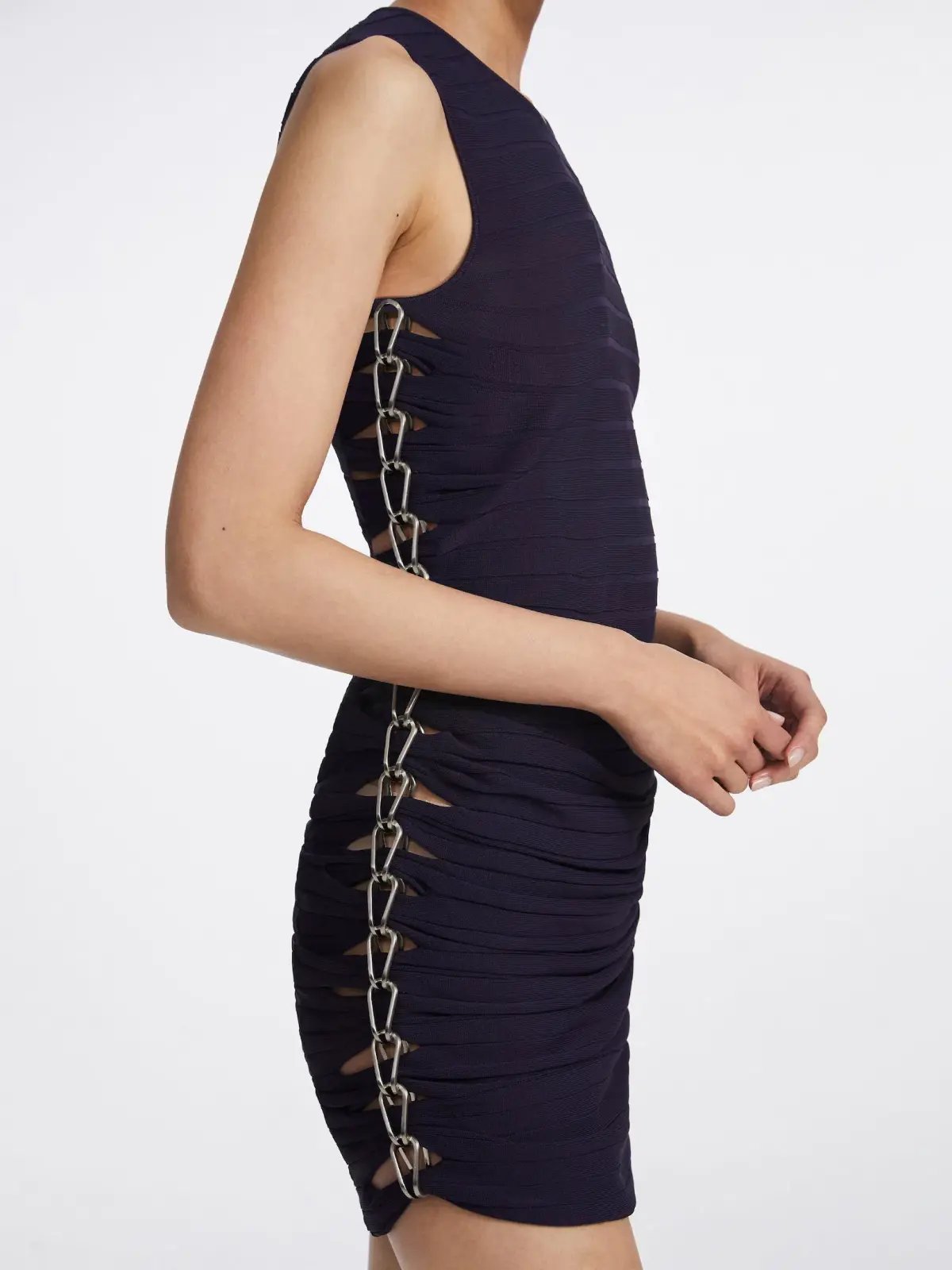 Dion Lee Mirror Chain Navy Mini Dress Size S/Au 8 photo 4