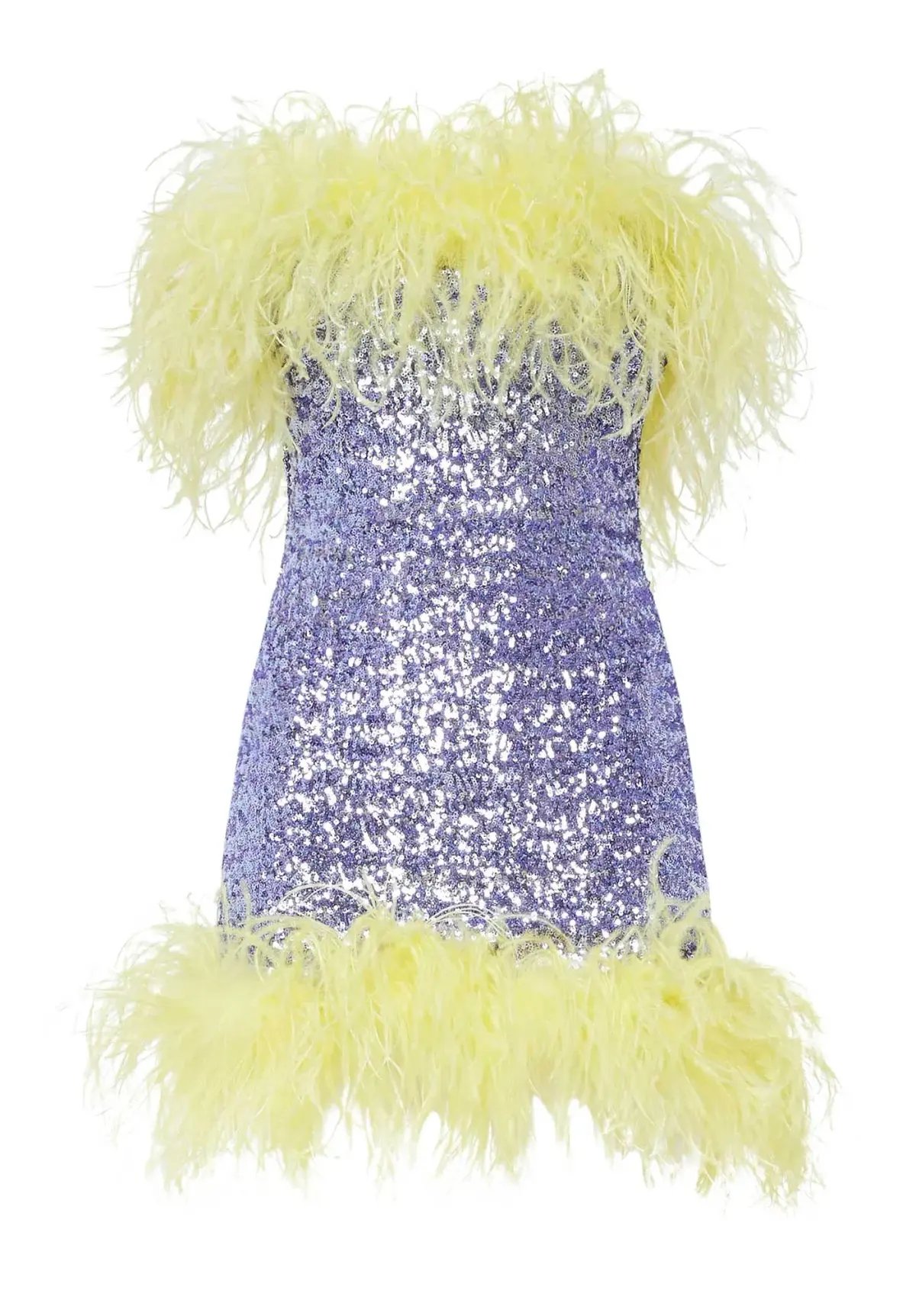 Oseree Paillettes Plumage Mini Dress Lilac and Citron Size AU 8 photo 5