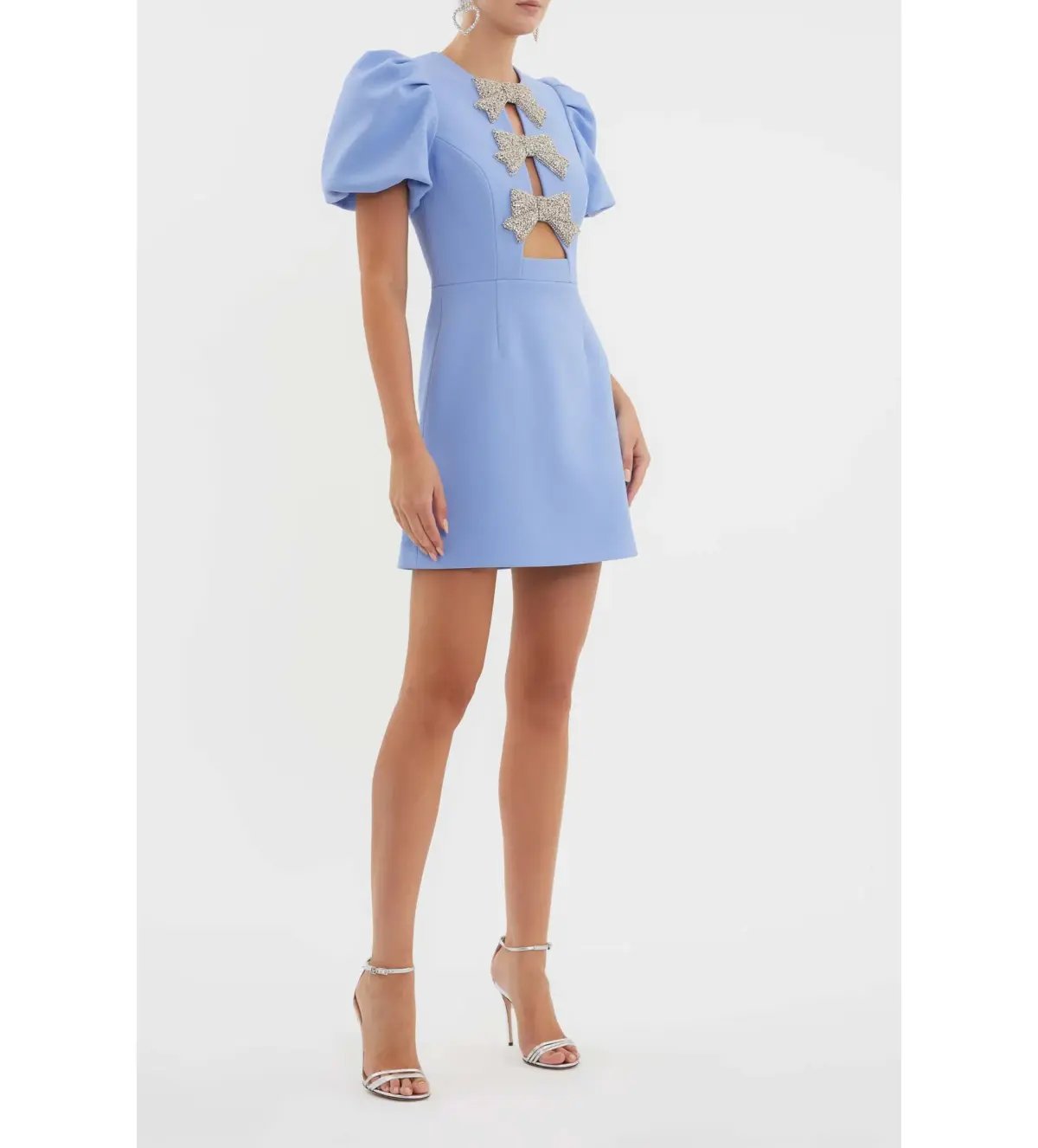 Rebecca Valance Juliana Puff Sleeve Mini Dress in Blue Size AU 4 photo 5