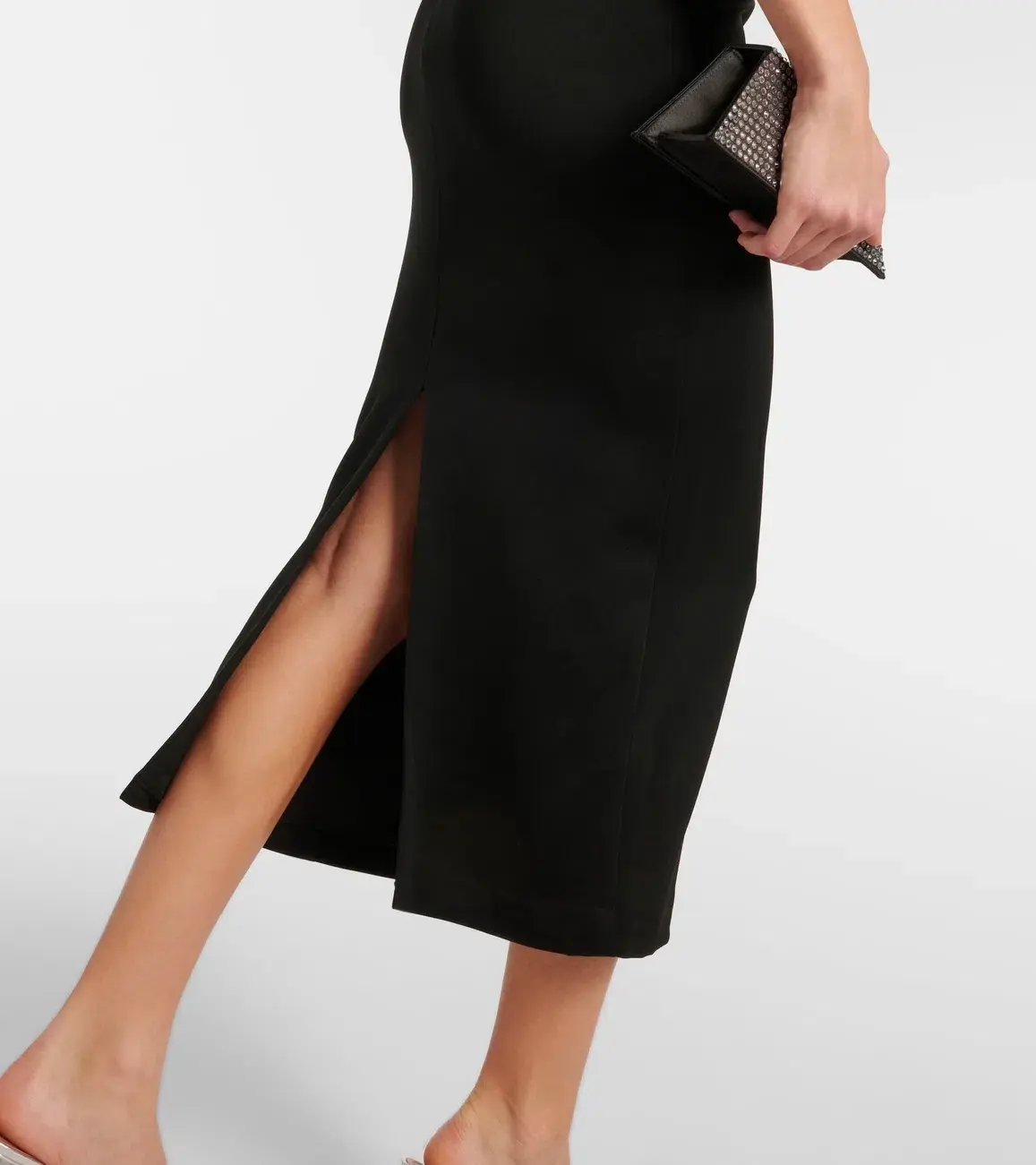 Alex Perry Crystal-embellished Satin Midi Dress Black Size 8 photo 3