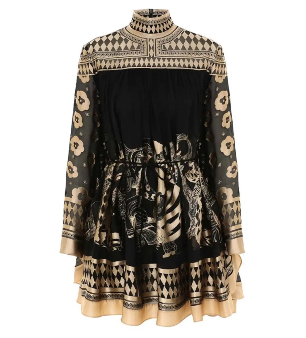 Zimmermann The Illustration Otto Mini Dress in Black/Tea Size OP/Au 6 photo 4