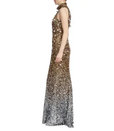 Badgley Mischka Ombre Sequined Gown Size 10 photo 2