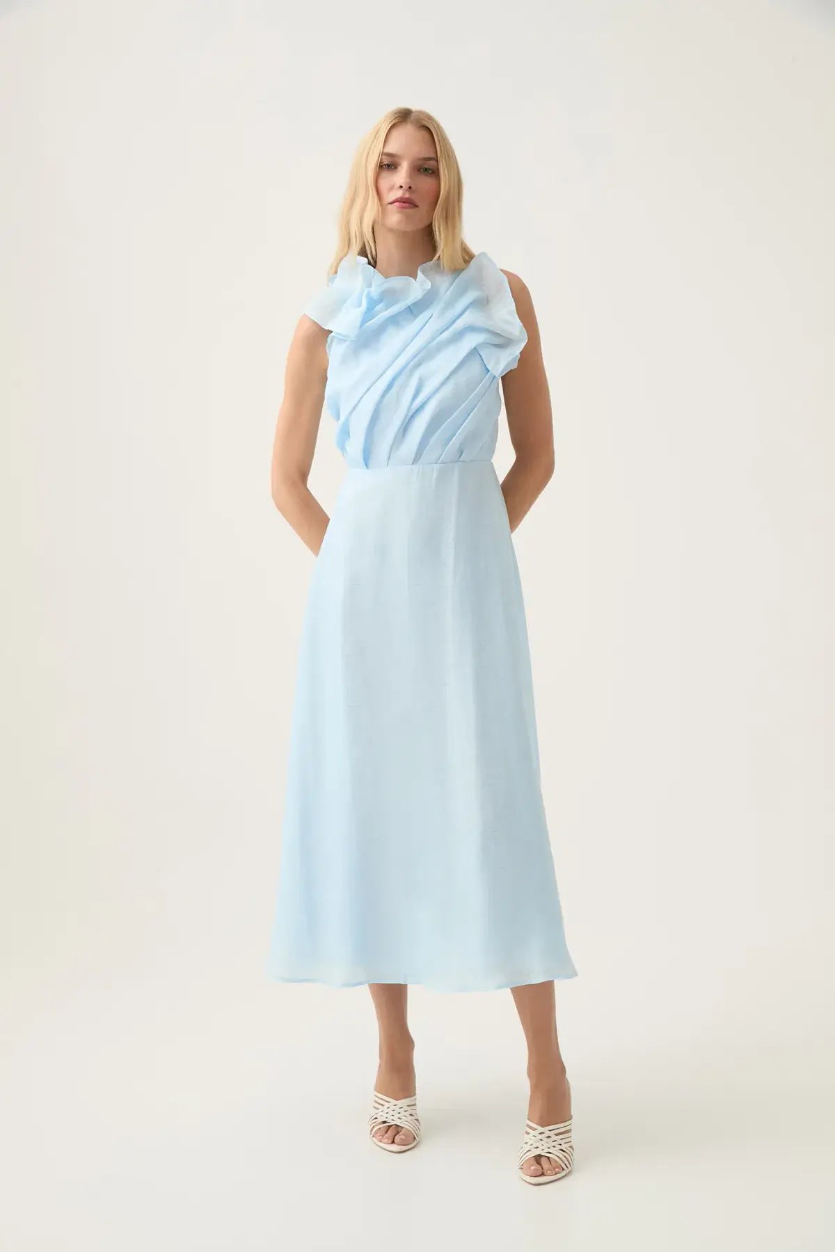 Aje Genesis Midi Dress Sea Breeze Blue Size 12 photo 4