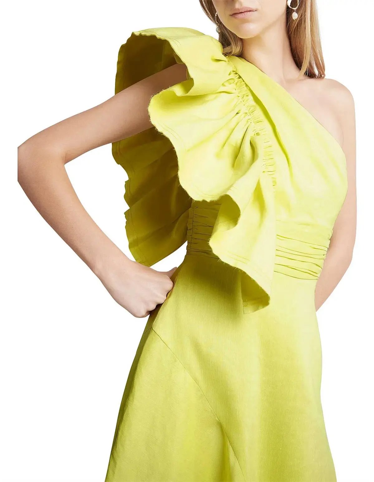 Aje Bonjour Asymmetric Midi Dress Lime Green Size 10 photo 4