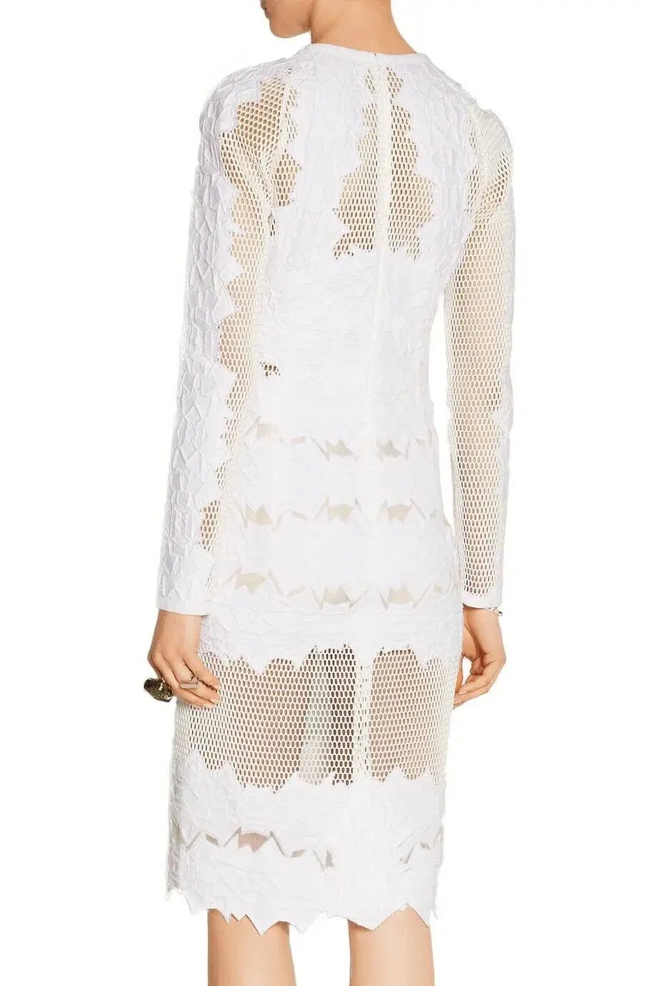 Jonathan Simkhai Burnout Brocade Long Sleeve Dress White Size 8 photo 3
