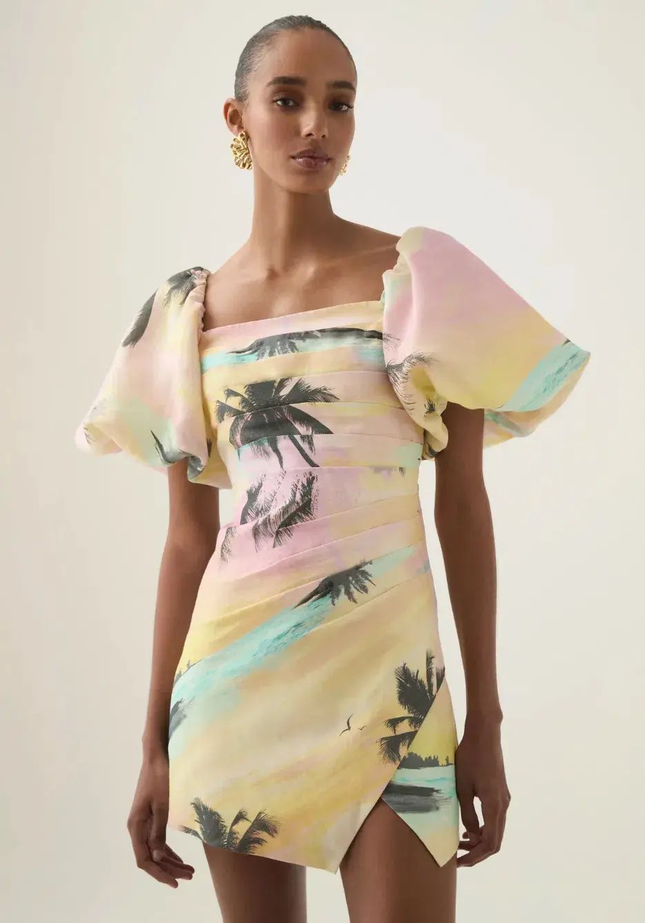 Aje Paradise Wrap Front Mini Dress Sunset Sky Size 12 photo 2