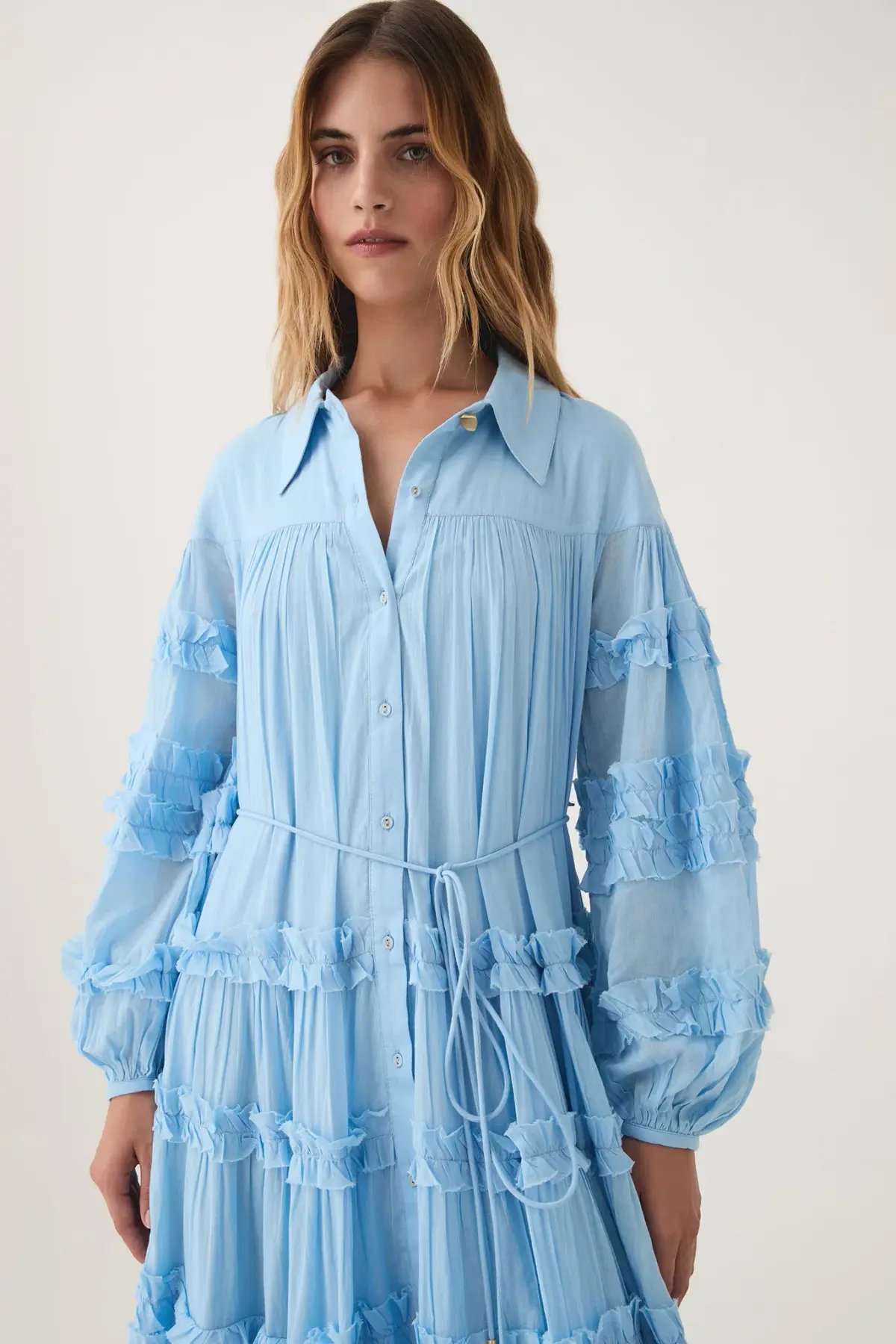 Aje Pastiche Tiered Maxi Dress Powder Blue Size 10 photo 2