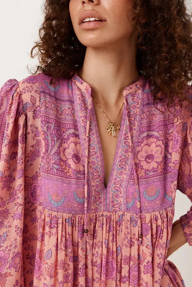 Spell The Folk Song Boho Dress Pink Size 10 photo 2