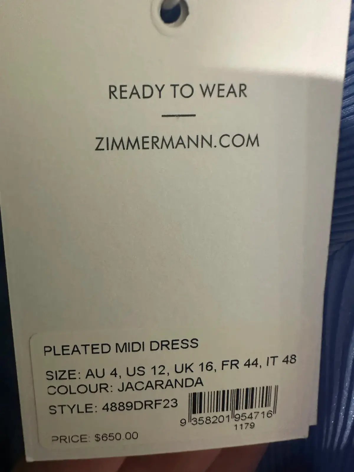 Zimmerman Pleated Midi Dress - Jacaranda photo 6