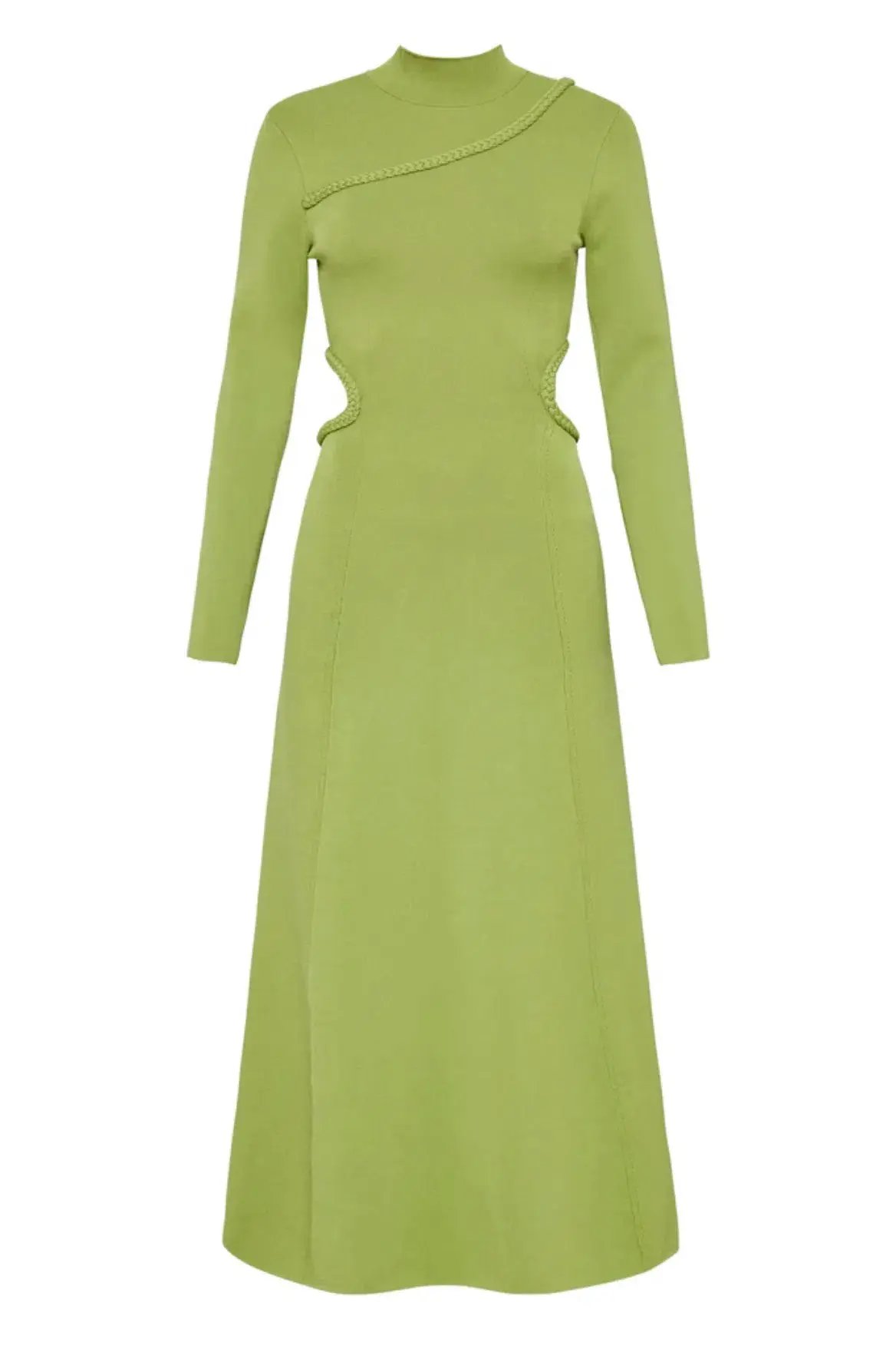 Aje Amelie Braided Cut Out Knit Dress in Olive Green Size M/Au 12 photo 5