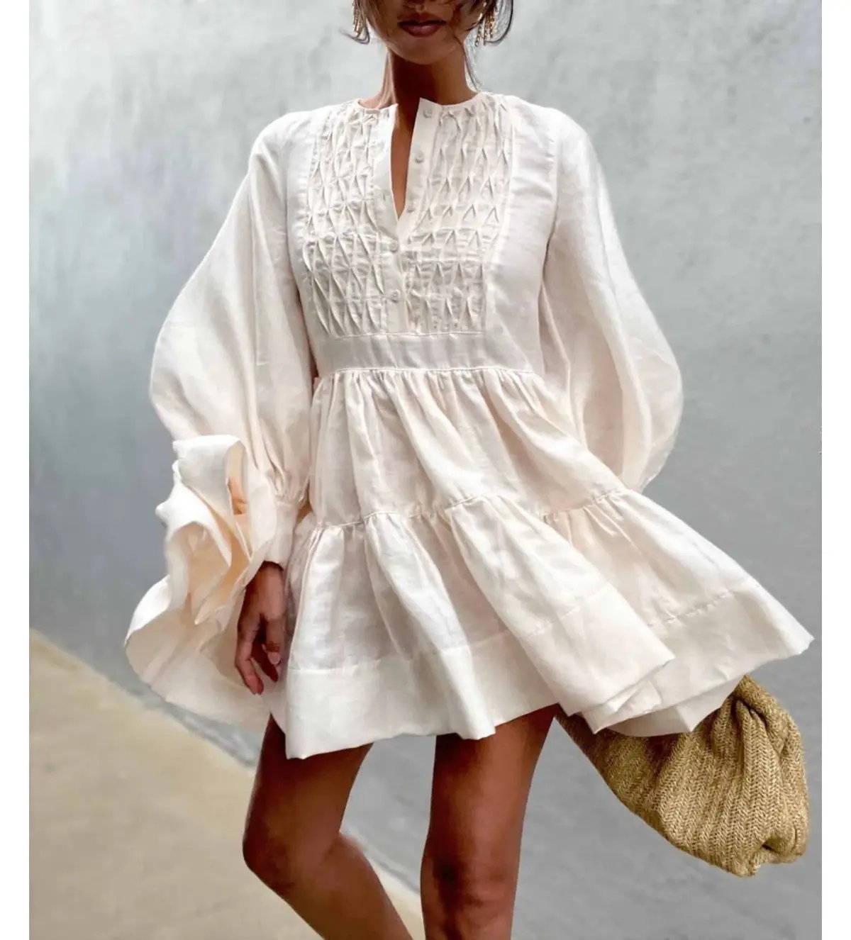 Shona Joy Tuxedo Shirt Dress Ivory Size 10 photo 4