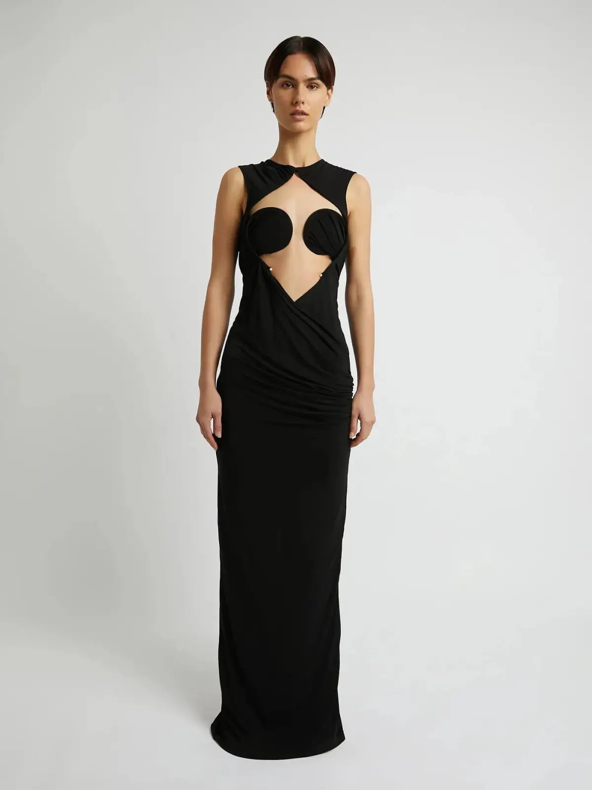 Christopher Esber Zephyr Wired Open Front Maxi Dress in Black Size 6 photo 3