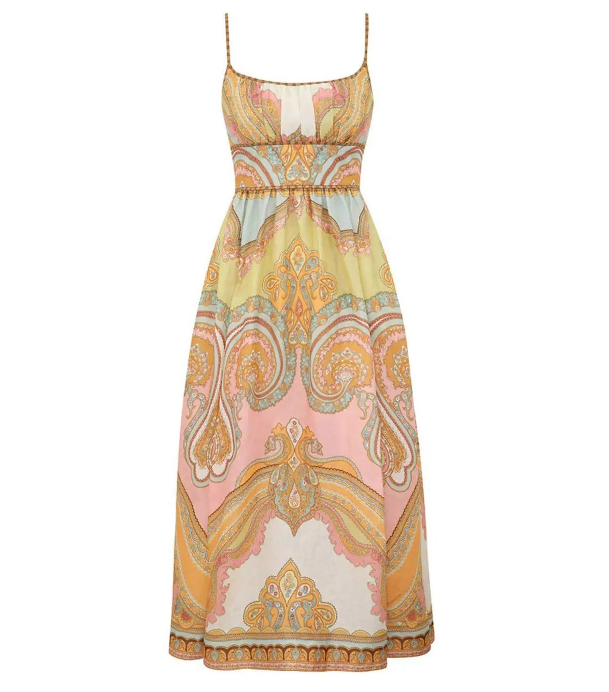 Zimmermann Maxine Picnic Midi Dress in Gold Paisley Size 2 / AU 12 photo 4