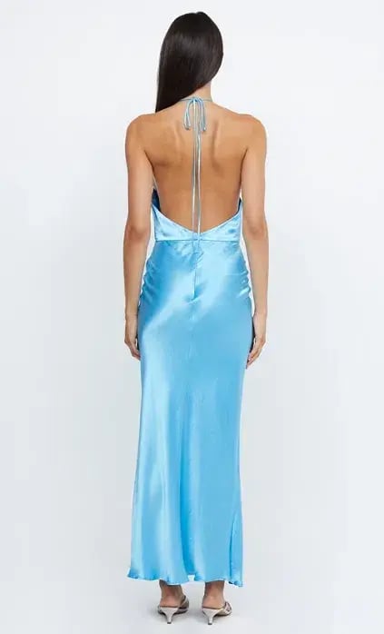 Bec & Bridge Indi Halter Maxi Dress Topaz Blue Size 10 photo 3