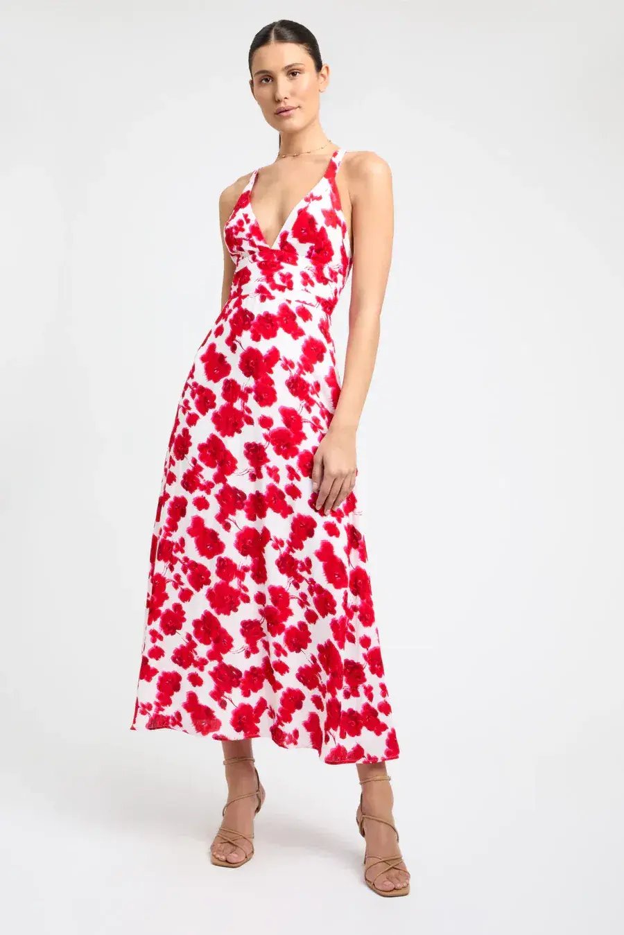Kookai Bonita Vee Maxi Dress Red Floral Size 38 / AU 10 photo 4