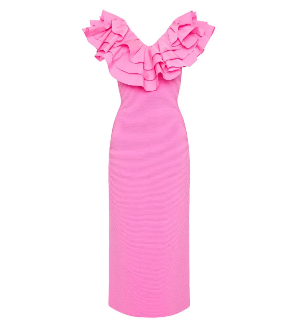AJE Transcendent Ruffle Midi Dress Cerise Pink Size 8 photo 4