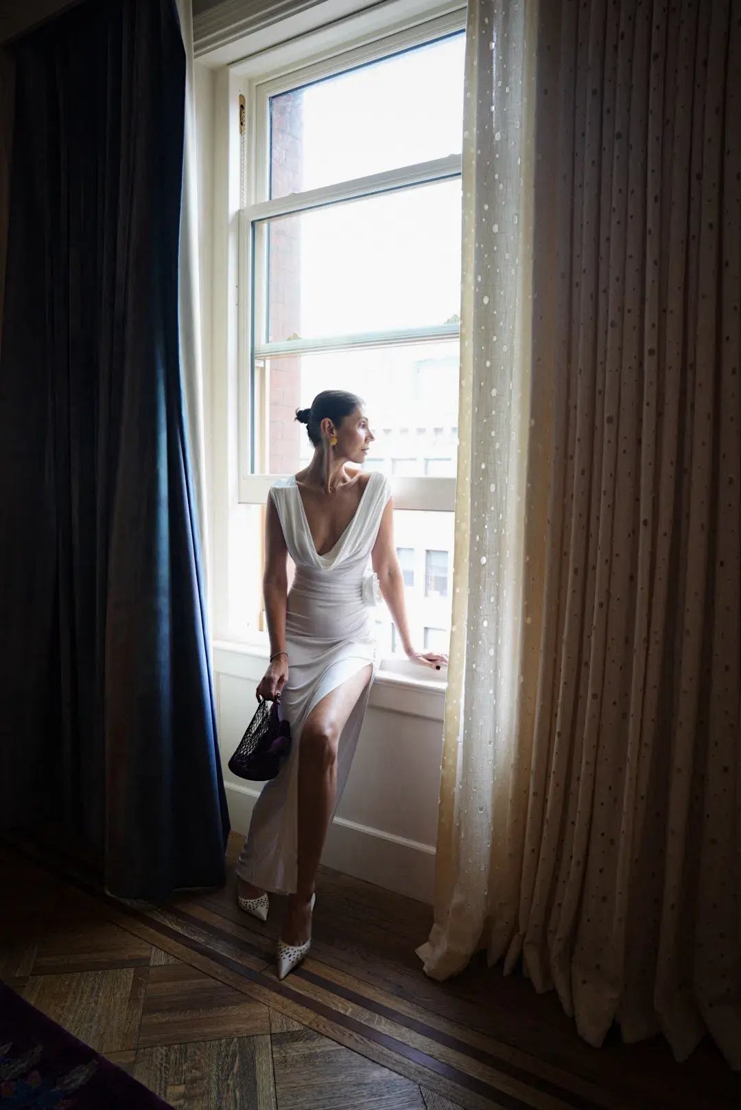 Magda Butrym Draped Neck Dress White Size 6 photo 4