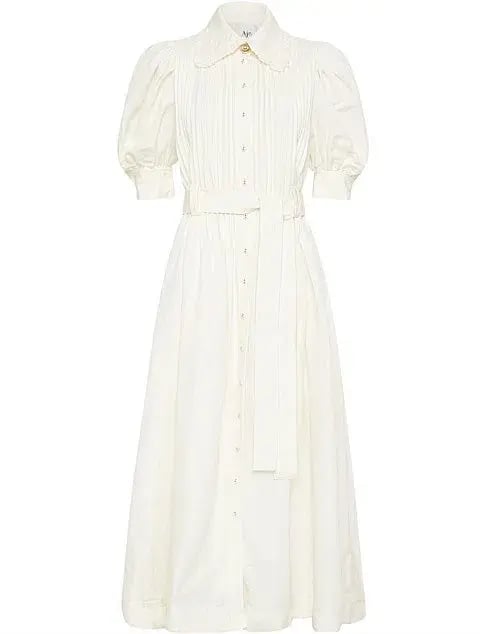 Aje Madeleine Belted Midi Dress Ivory Size 6 photo 3