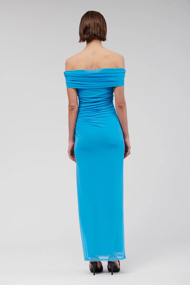 SUBOO CHRISTY BLUE OFF SHOULDER MAXI DRESS - BLUE photo 4