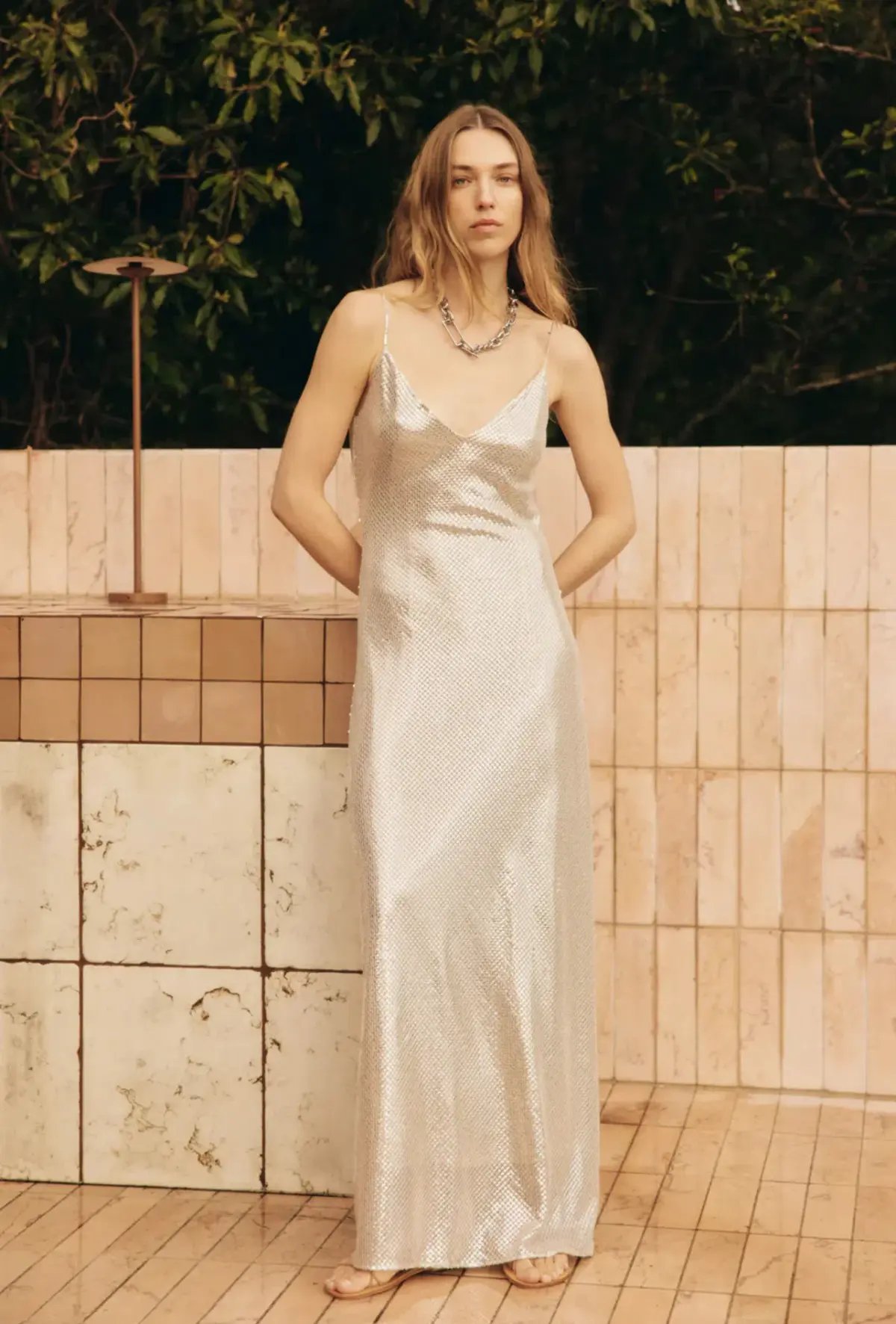 Manning Cartell High Voltage Slip Dress Nude Silver Size 8 photo 5