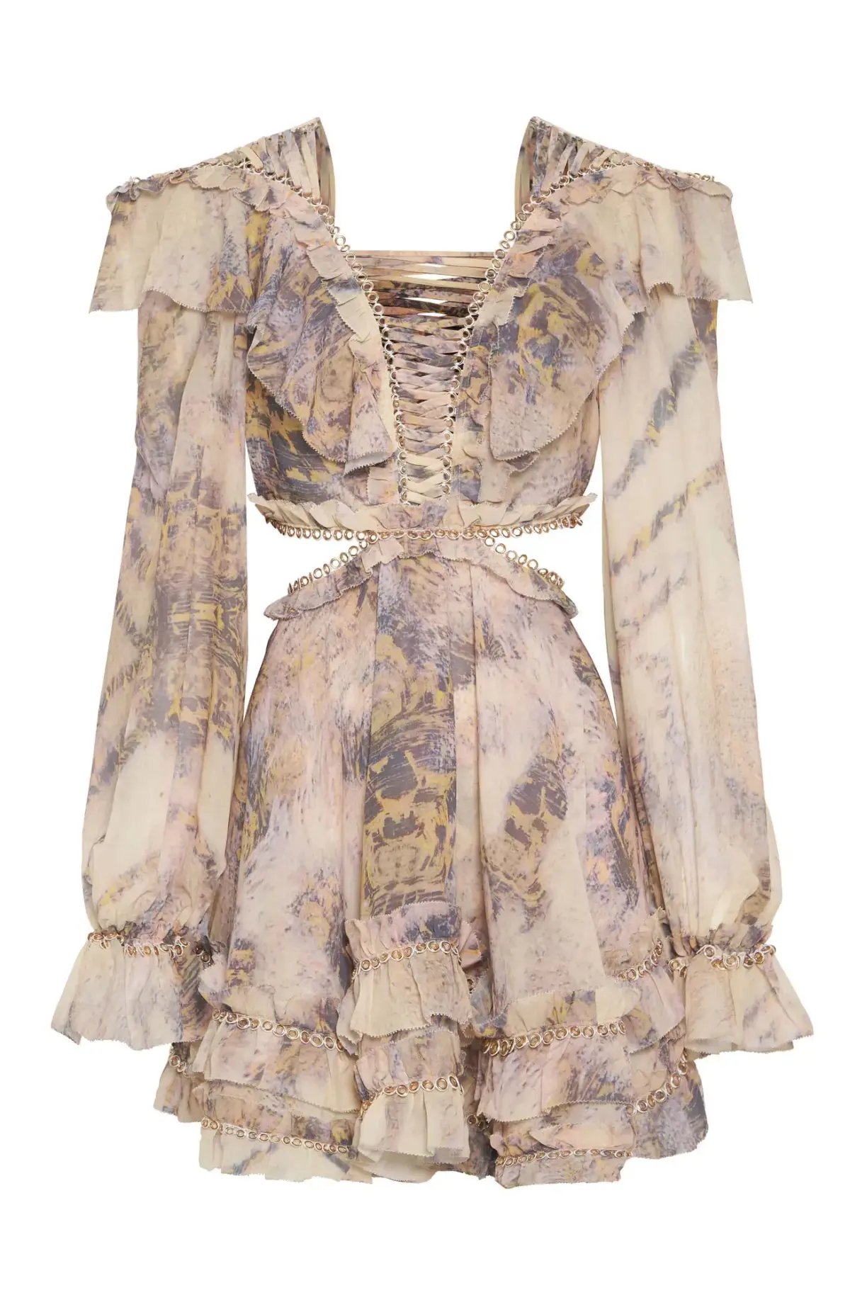 IXIAH Masaai Long Sleeve Cut Out Mini Dress Print Size 8 photo 3
