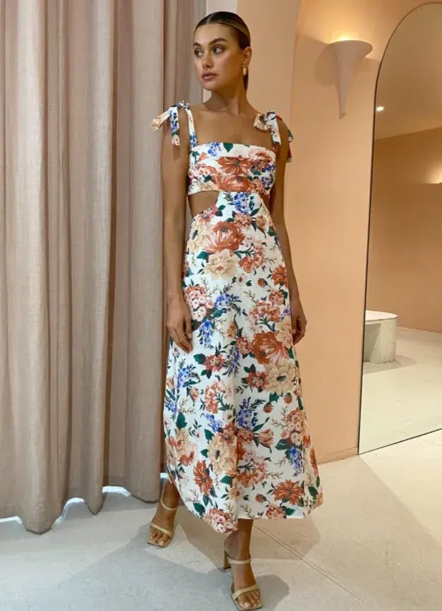 Sofia The Label Mimi Cut Out Midi Dress Botanical Size 10 photo 3