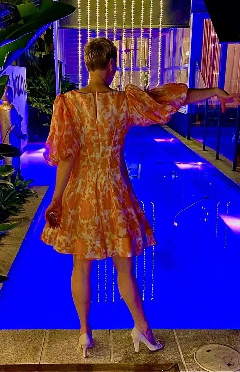 Zimmermann Postcard Puff Sleeve Flared Mini Dress Orange Tonal Floral AU14 (22:11) photo 5