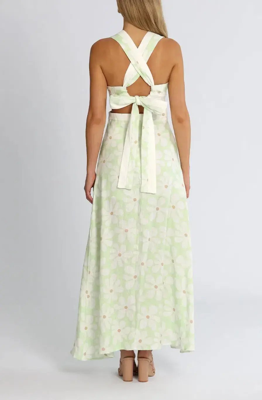 By Johnny Fleur Midi Dress Print Green Size AU 8 photo 3